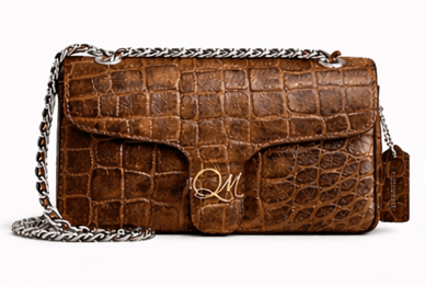 Croc Texture Leather Chain Shoulder Bag – Signature QM Flap Purse - Quick Moto