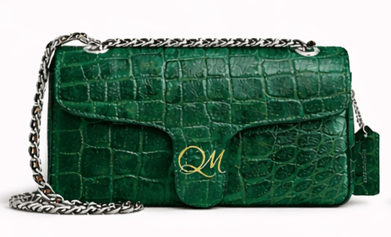 Croc Texture Leather Chain Shoulder Bag – Signature QM Flap Purse - Quick Moto