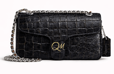 Croc Texture Leather Chain Shoulder Bag – Signature QM Flap Purse - Quick Moto