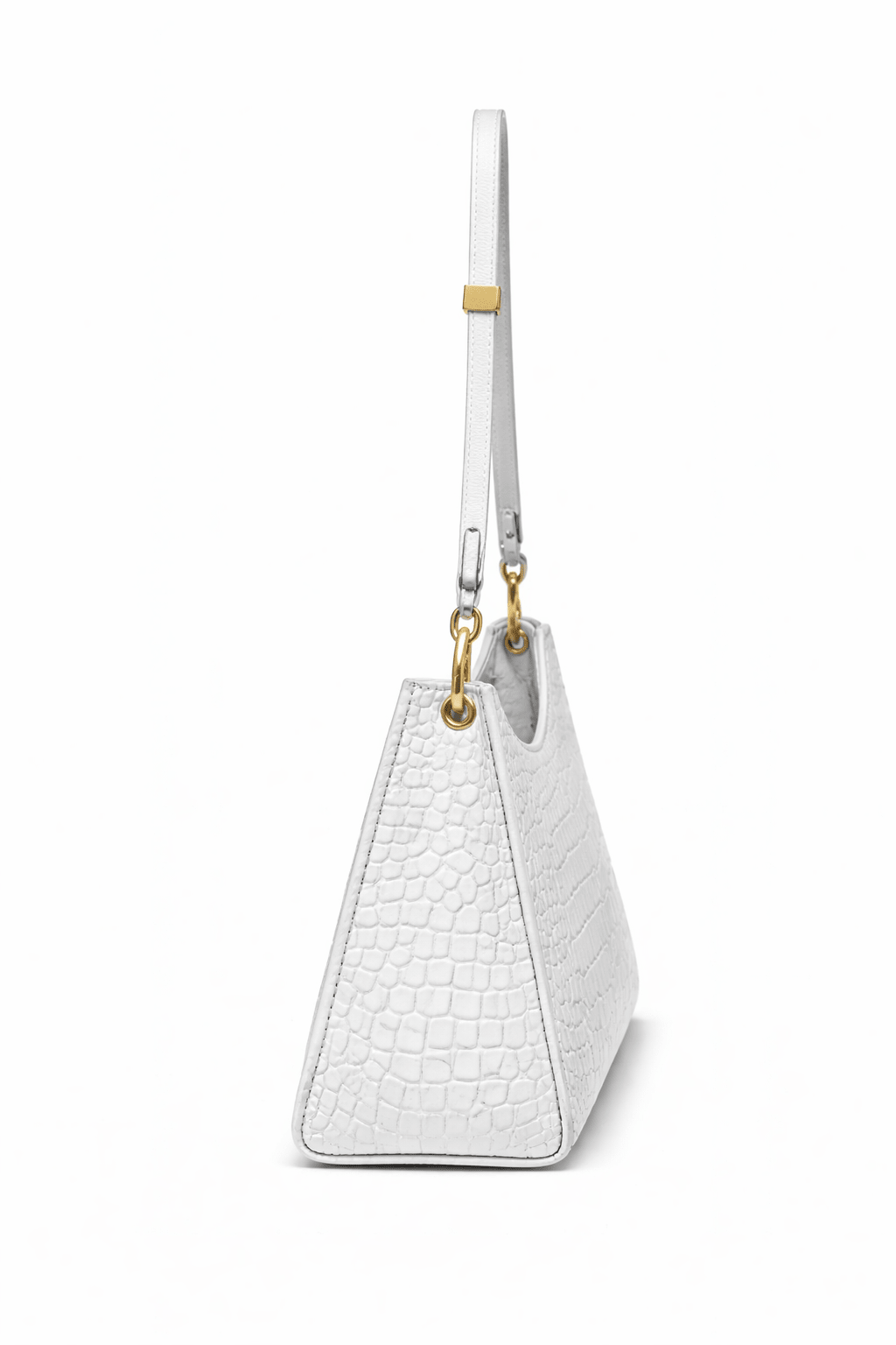 Croc Texture Leather Shoulder Bag – Bold Gold Chain Statement Purse - Quick Moto