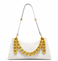 Croc Texture Leather Shoulder Bag – Bold Gold Chain Statement Purse - Quick Moto