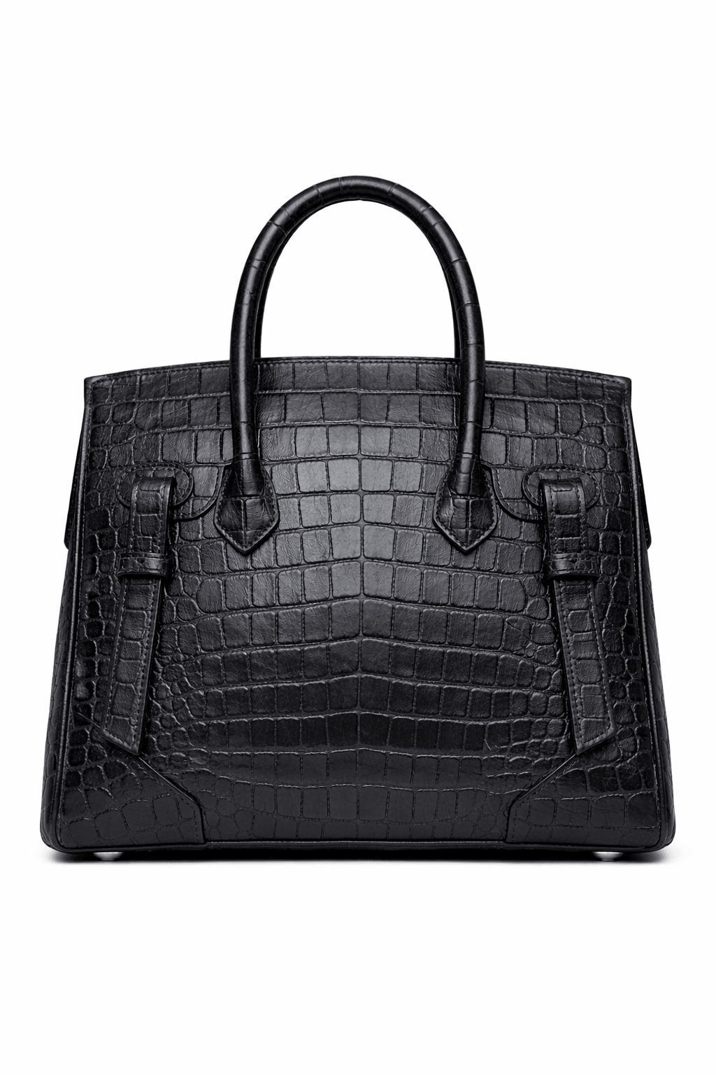 Croc Texture Leather Structured Tote – Gold QM Signature Handbag - Quick Moto