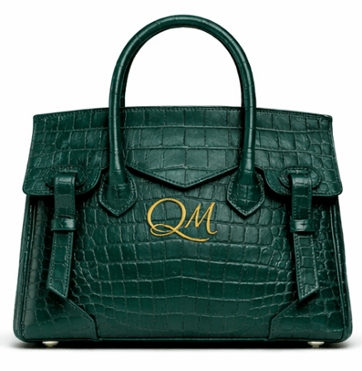 Croc Texture Leather Structured Tote – Gold QM Signature Handbag - Quick Moto
