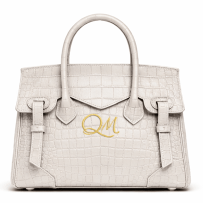 Croc Texture Leather Structured Tote – Gold QM Signature Handbag - Quick Moto
