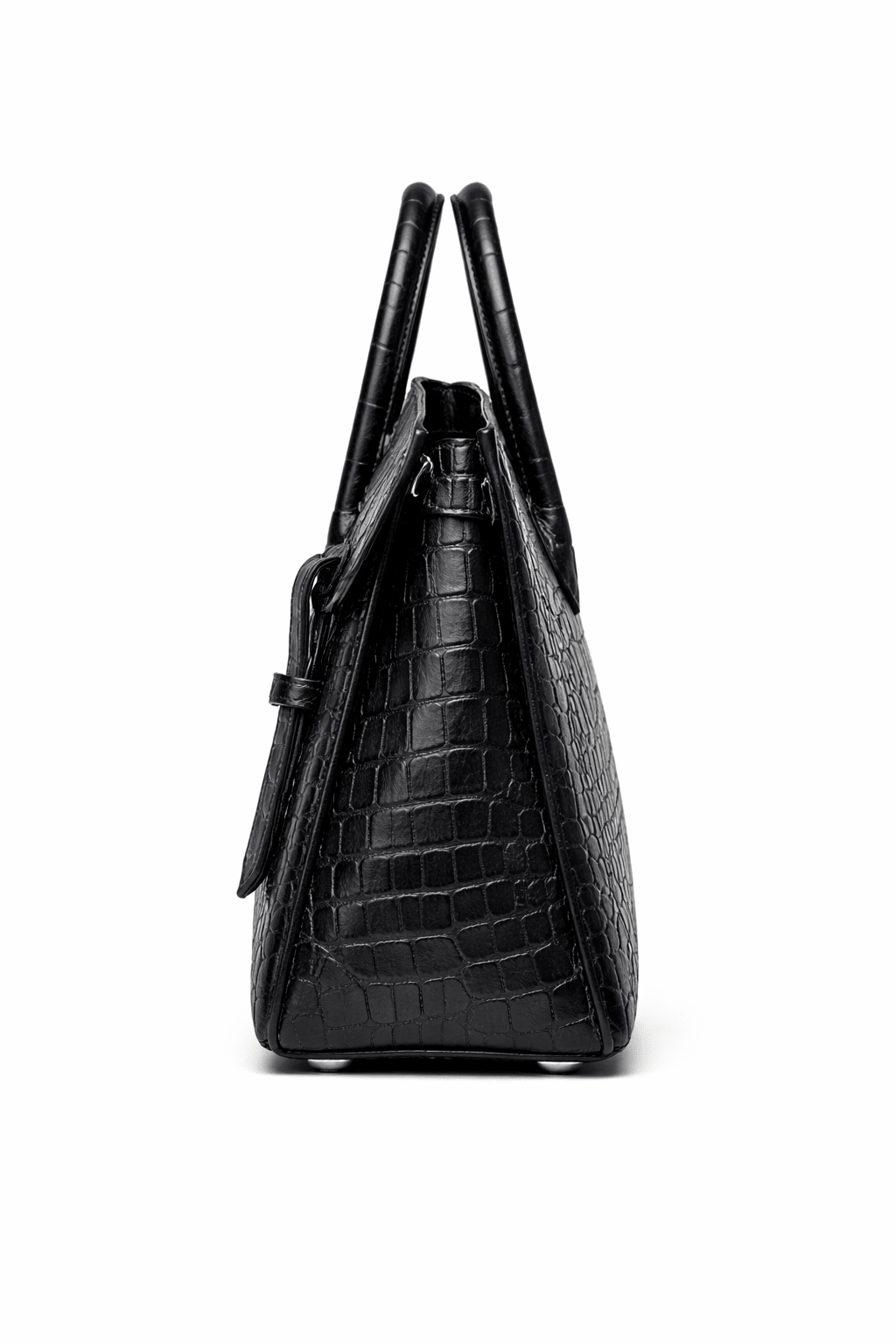 Croc Texture Leather Structured Tote – Gold QM Signature Handbag - Quick Moto