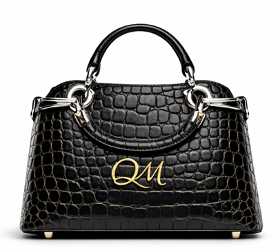 Croc Texture Leather Top Handle Satchel – Gold QM Signature Handbag - Quick Moto