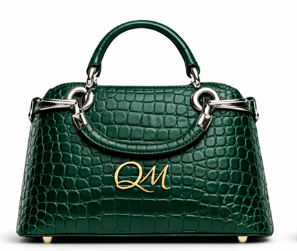 Croc Texture Leather Top Handle Satchel – Gold QM Signature Handbag - Quick Moto
