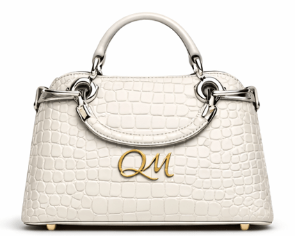 Croc Texture Leather Top Handle Satchel – Gold QM Signature Handbag - Quick Moto