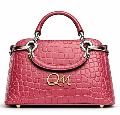 Croc Texture Leather Top Handle Satchel – Gold QM Signature Handbag - Quick Moto