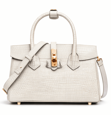 Croc Texture Leather Top Handle Satchel – Luxury Lock Detail Handbag - Quick Moto