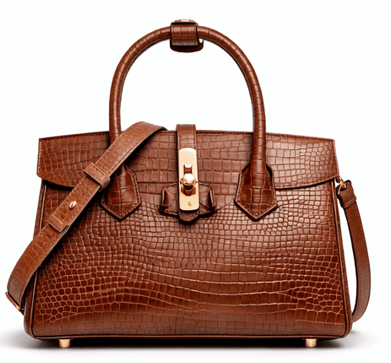 Croc Texture Leather Top Handle Satchel – Luxury Lock Detail Handbag - Quick Moto