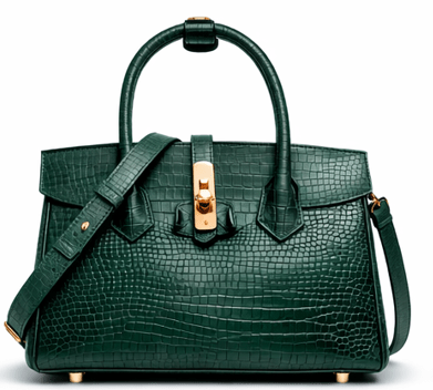 Croc Texture Leather Top Handle Satchel – Luxury Lock Detail Handbag - Quick Moto