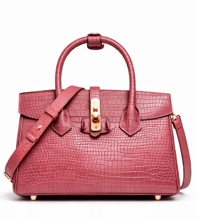 Croc Texture Leather Top Handle Satchel – Luxury Lock Detail Handbag - Quick Moto