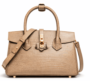 Croc Texture Leather Top Handle Satchel – Luxury Lock Detail Handbag - Quick Moto