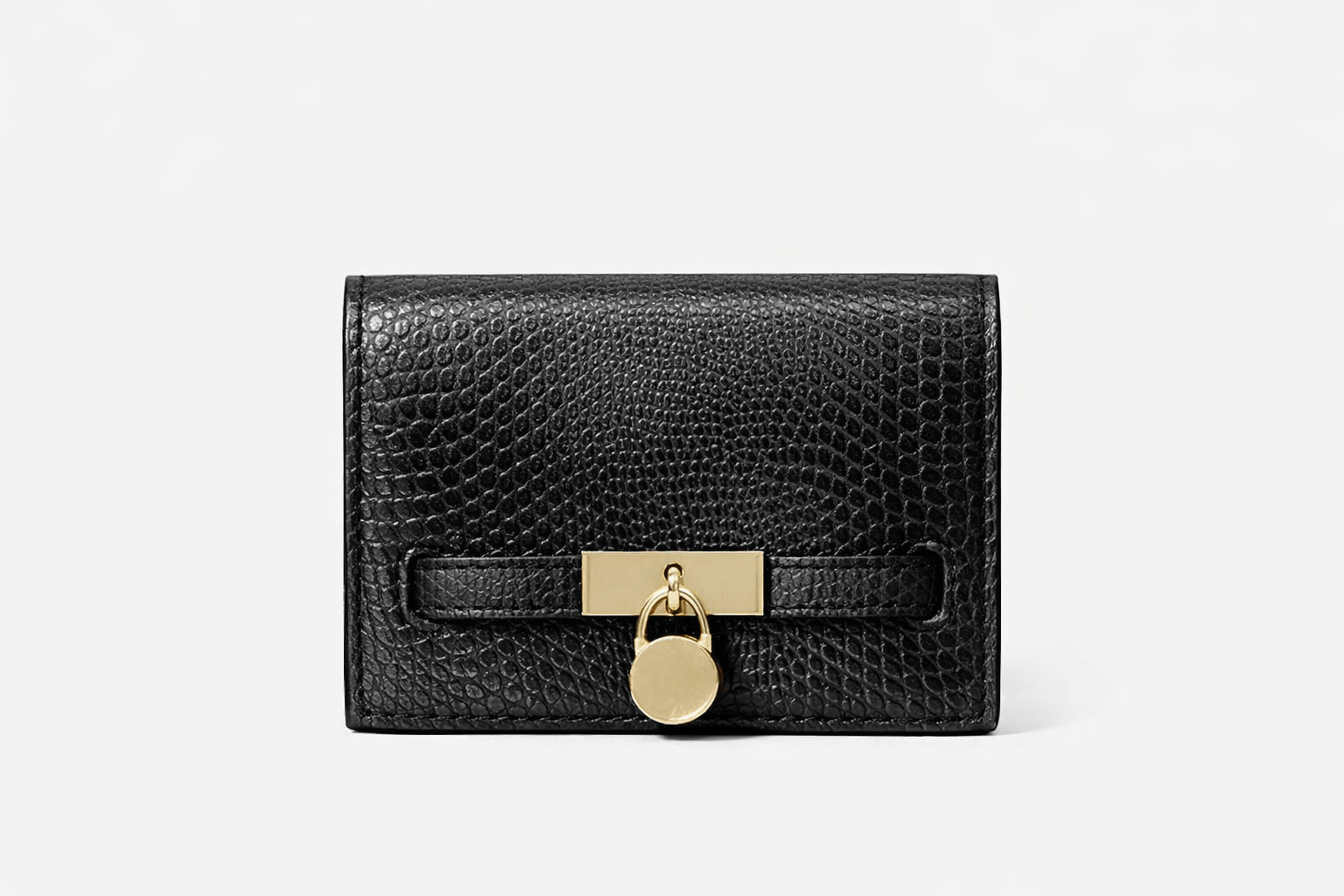 Emerald Croc Texture Leather Wallet – Luxury Lock Detail Clutch - Quick Moto