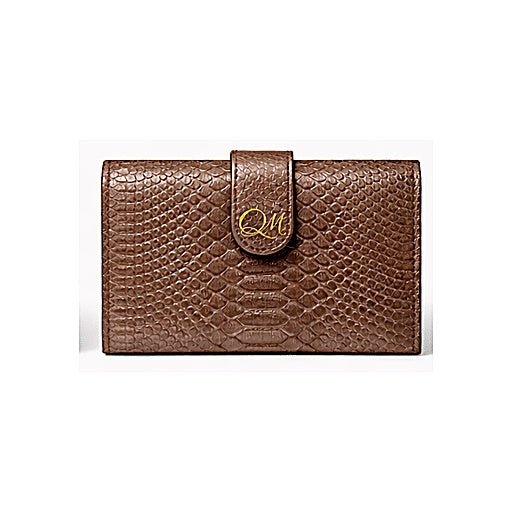 Emerald Python Texture Leather Wallet – Signature Flap Organizer - Quick Moto