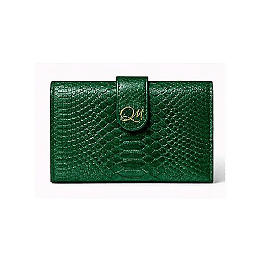 Emerald Python Texture Leather Wallet – Signature Flap Organizer - Quick Moto