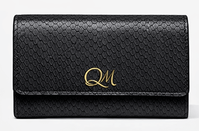 Emerald Snake Texture Leather Wallet – Elegant Flap Clutch - Quick Moto