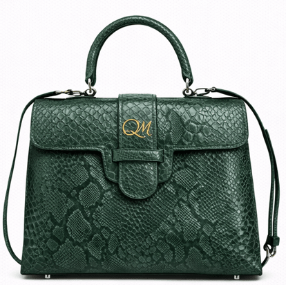 Luxury Black Python Texture Handbag for Women – Designer Top Handle Bag - Quick Moto