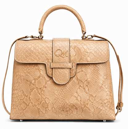 Luxury Black Python Texture Handbag for Women – Designer Top Handle Bag - Quick Moto