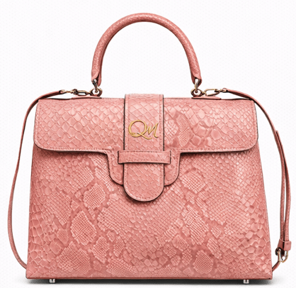 Luxury Black Python Texture Handbag for Women – Designer Top Handle Bag - Quick Moto