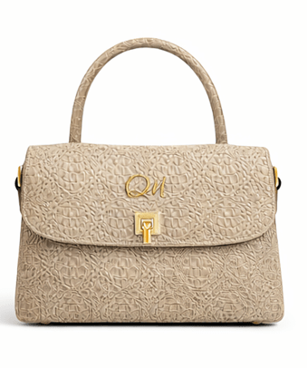 Luxury Brown Croc Pattern Leather Handbag for Women | Designer Top Handle Flap Bag - Quick Moto