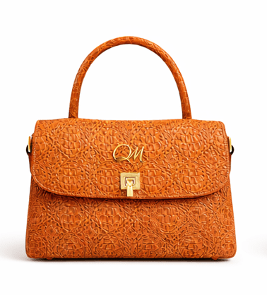 Luxury Brown Croc Pattern Leather Handbag for Women | Designer Top Handle Flap Bag - Quick Moto
