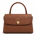Luxury Brown Croc Pattern Leather Handbag for Women | Designer Top Handle Flap Bag - Quick Moto