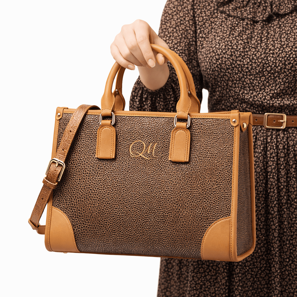 Luxury Brown Textured Leather Handbag for Women | Designer Top Handle & Crossbody Bag - Quick Moto