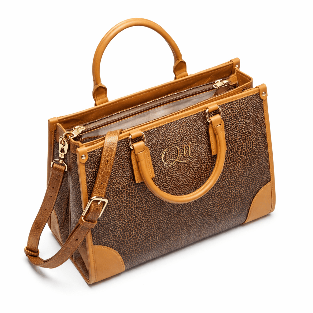 Luxury Brown Textured Leather Handbag for Women | Designer Top Handle & Crossbody Bag - Quick Moto