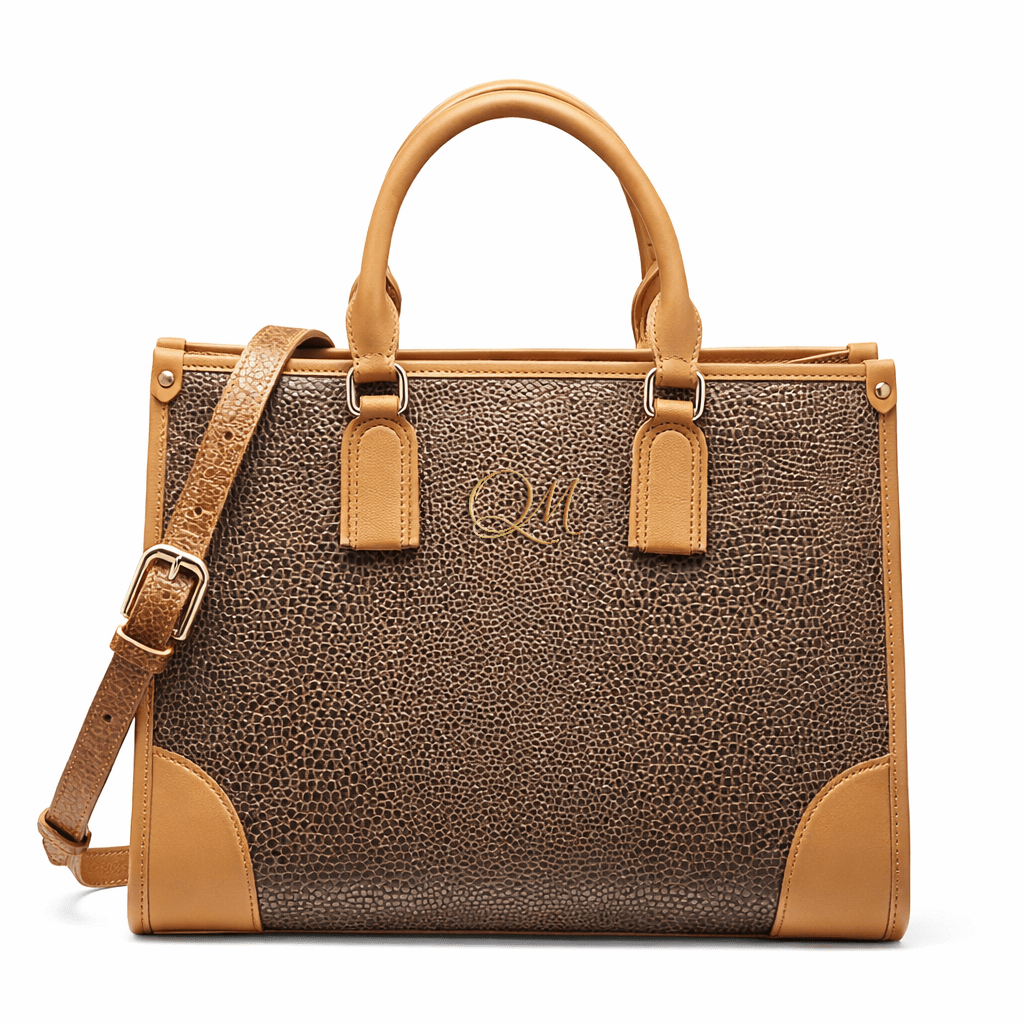 Luxury Brown Textured Leather Handbag for Women | Designer Top Handle & Crossbody Bag - Quick Moto