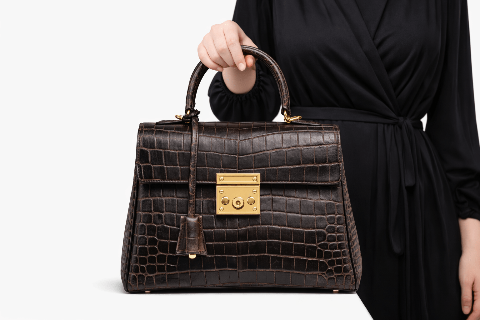 Luxury Croc Texture Handbag for Women – Designer Top Handle Bag - Quick Moto