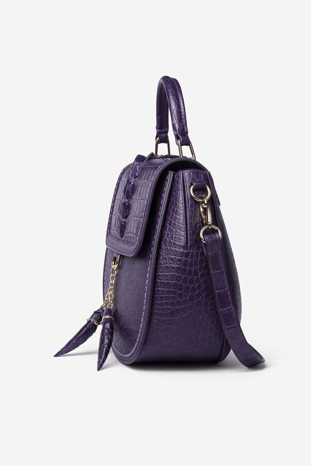 Luxury Croc Texture Saddle Handbag for Women – Designer Top Handle & Shoulder Bag - Quick Moto