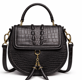 Luxury Croc Texture Saddle Handbag for Women – Designer Top Handle & Shoulder Bag - Quick Moto