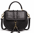 Luxury Croc Texture Saddle Handbag for Women – Designer Top Handle & Shoulder Bag - Quick Moto
