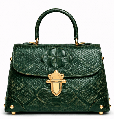 Luxury Dark Brown Croc Pattern Leather Handbag for Women | Designer Top Handle Flap Bag - Quick Moto