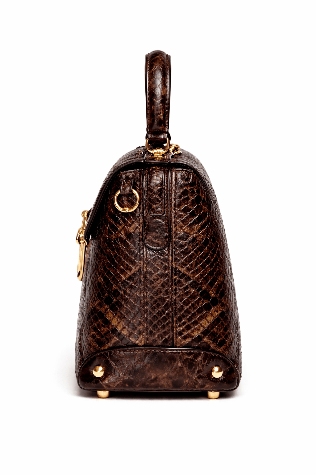 Luxury Dark Brown Croc Pattern Leather Handbag for Women | Designer Top Handle Flap Bag - Quick Moto