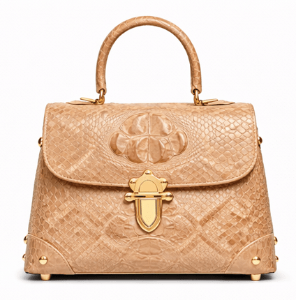 Luxury Dark Brown Croc Pattern Leather Handbag for Women | Designer Top Handle Flap Bag - Quick Moto