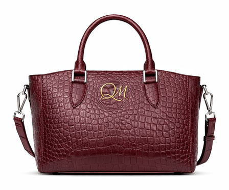 Luxury Navy Blue Croc Pattern Leather Handbag for Women | Designer Top Handle & Crossbody Bag - Quick Moto