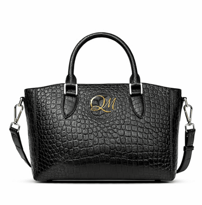 Luxury Navy Blue Croc Pattern Leather Handbag for Women | Designer Top Handle & Crossbody Bag - Quick Moto