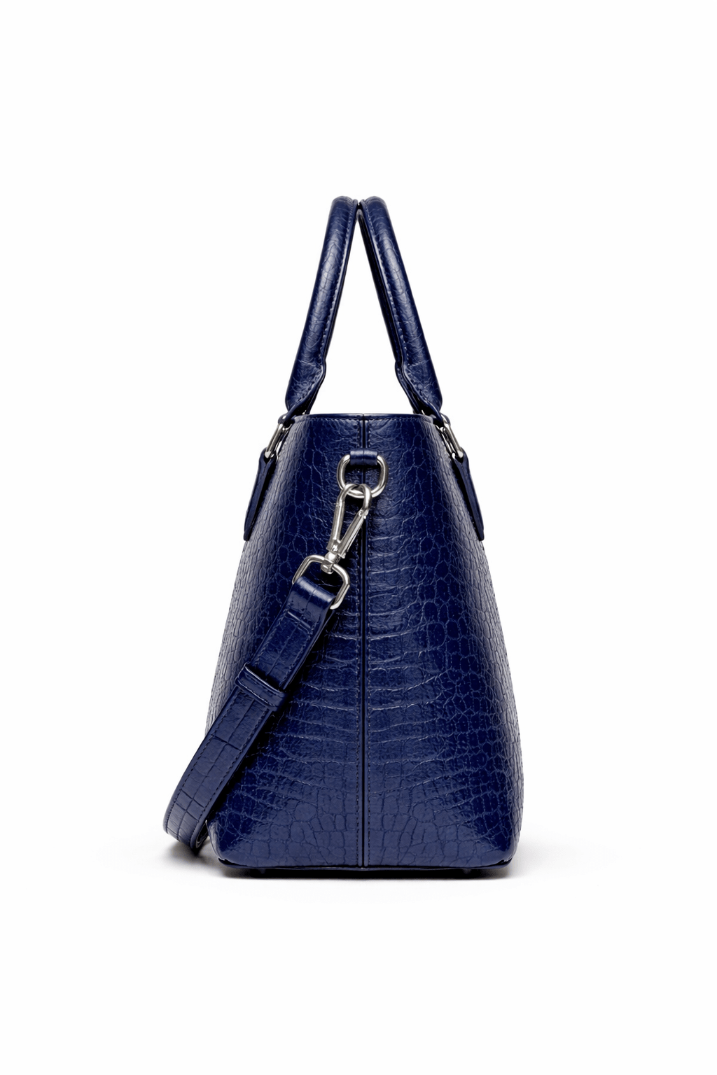 Luxury Navy Blue Croc Pattern Leather Handbag for Women | Designer Top Handle & Crossbody Bag - Quick Moto