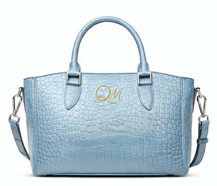 Luxury Navy Blue Croc Pattern Leather Handbag for Women | Designer Top Handle & Crossbody Bag - Quick Moto