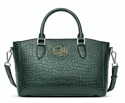 Luxury Navy Blue Croc Pattern Leather Handbag for Women | Designer Top Handle & Crossbody Bag - Quick Moto