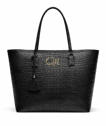 Luxury Navy Blue Croc Pattern Leather Tote Bag for Women | Designer Shoulder Handbag - Quick Moto