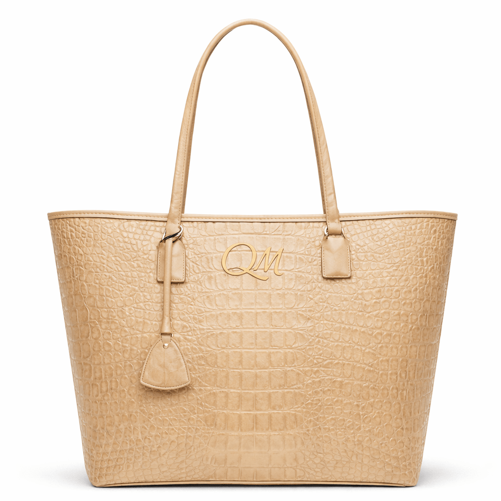 Luxury Navy Blue Croc Pattern Leather Tote Bag for Women | Designer Shoulder Handbag - Quick Moto