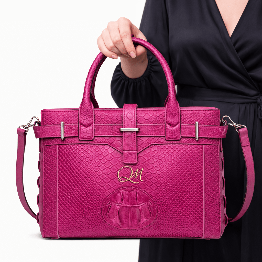 Luxury Pink Alligator Pattern Leather Handbag for Women | Designer Top Handle & Shoulder Bag - Quick Moto