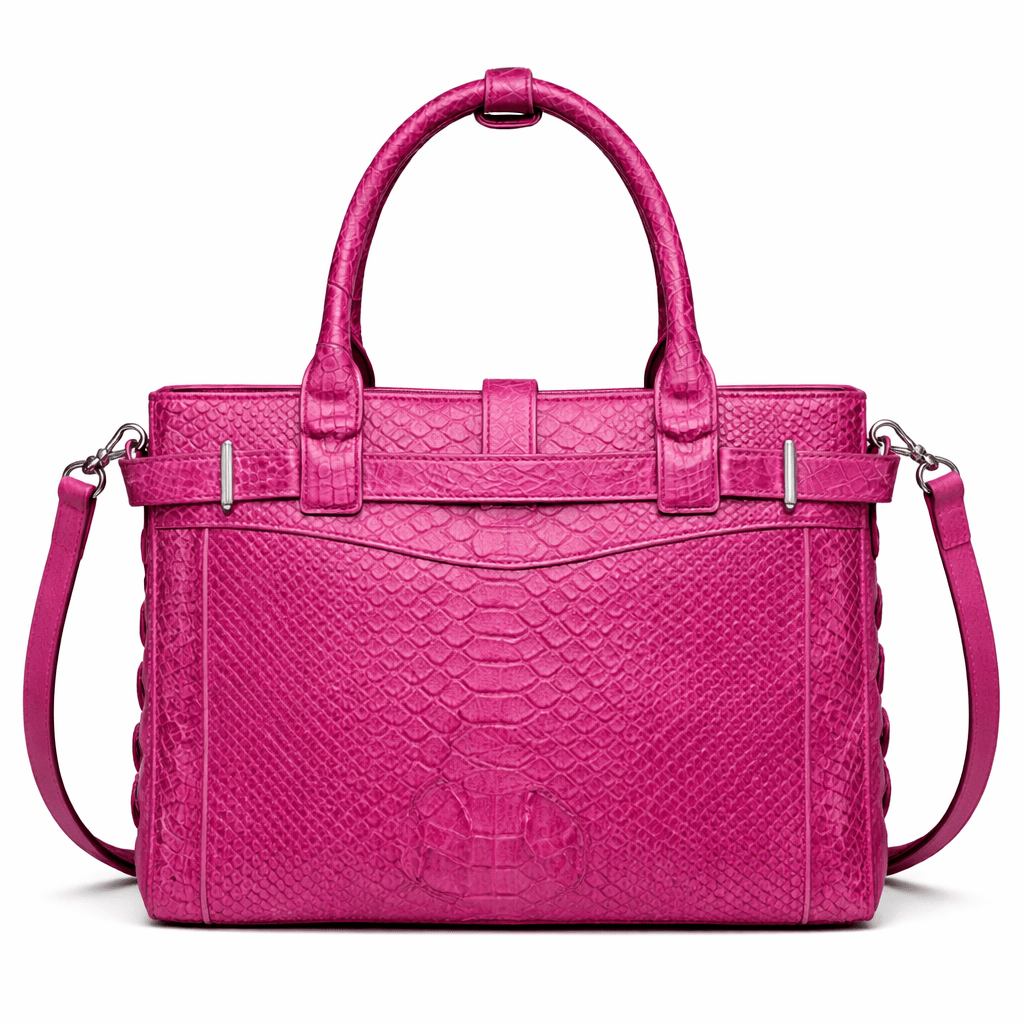 Luxury Pink Alligator Pattern Leather Handbag for Women | Designer Top Handle & Shoulder Bag - Quick Moto