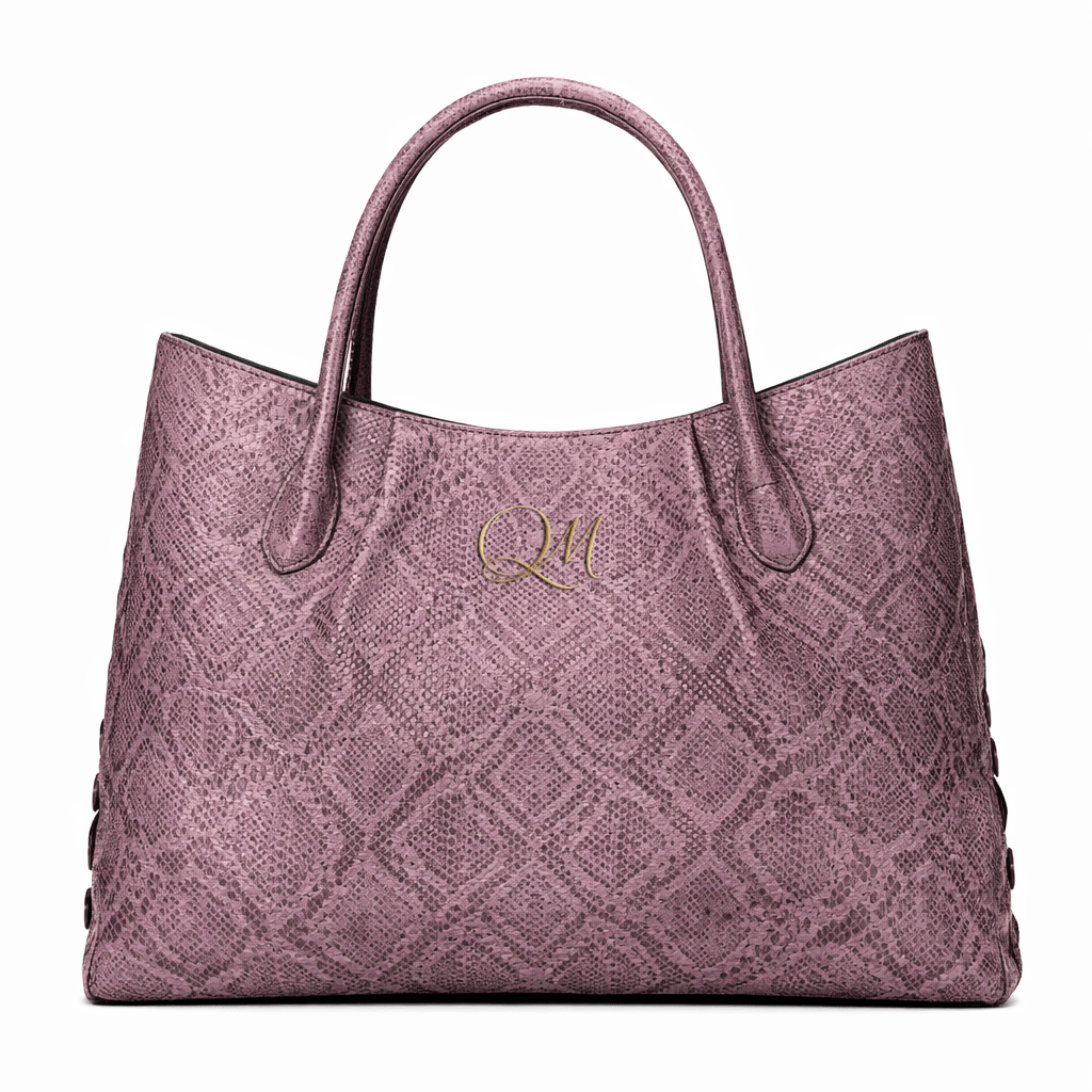 Luxury Python Leathr Tote Bag for Women – Mauve Pink Croc - Style Handbag - Quick Moto