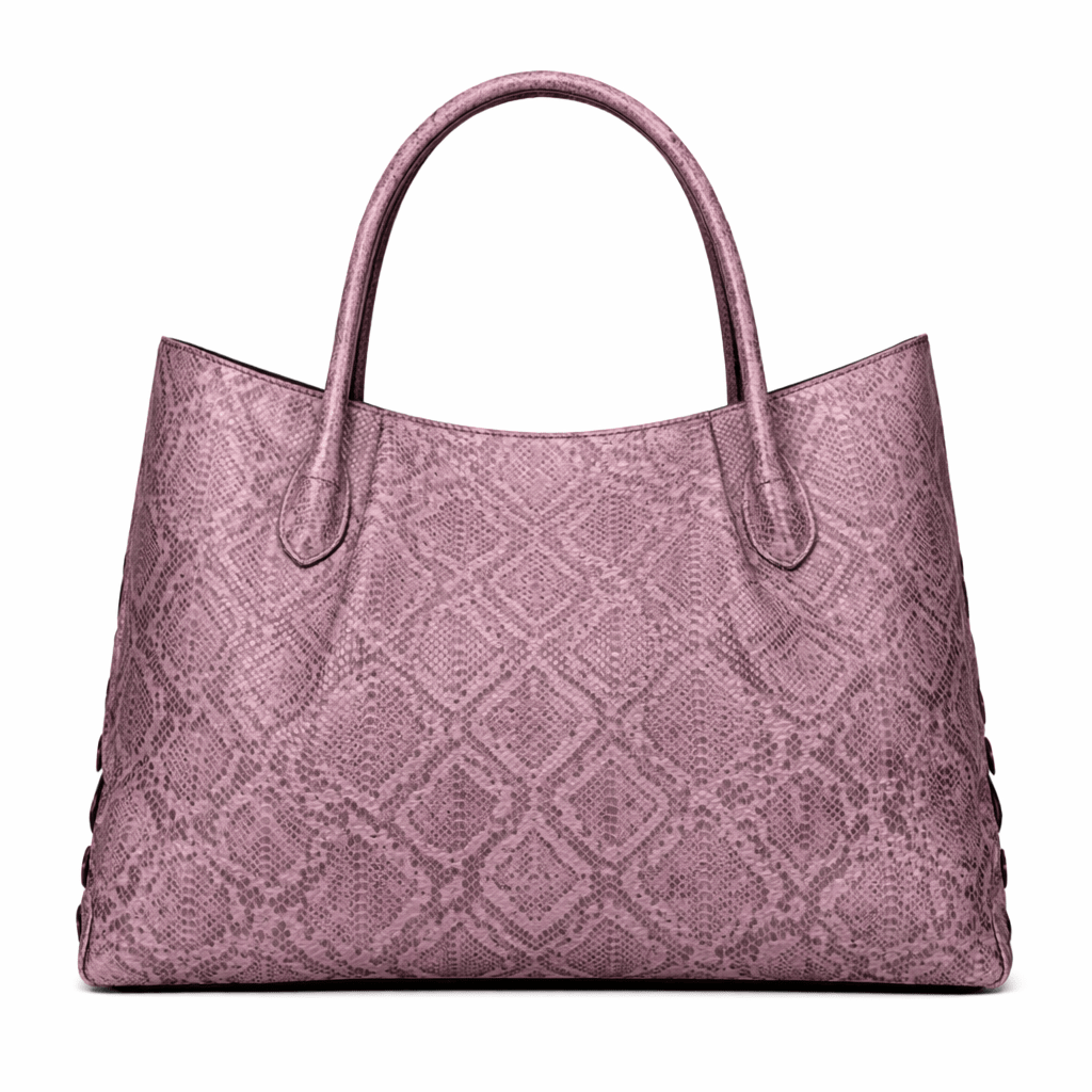 Luxury Python Leathr Tote Bag for Women – Mauve Pink Croc - Style Handbag - Quick Moto
