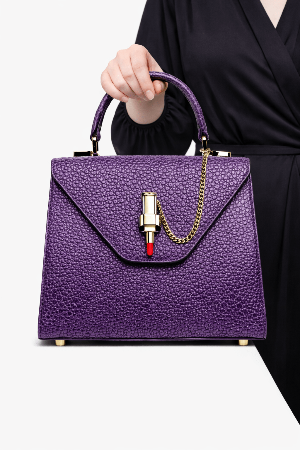 Luxury Textured Handbag for Women – Designer Top Handle Bag - Quick Moto